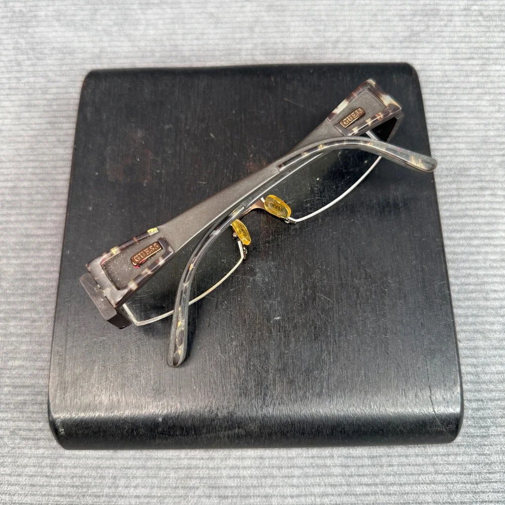 GUESS GU1463A BRN Brown Rectangular Half‎ Rim Y2K Eyeglasses 50-15-130